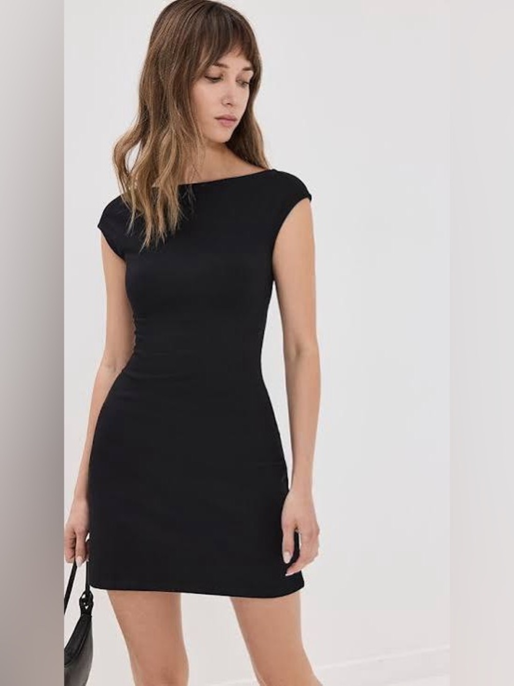 Reformation Soleil Knit Mini Dress Black Cotton Backless Cap Sleeve Womens Large